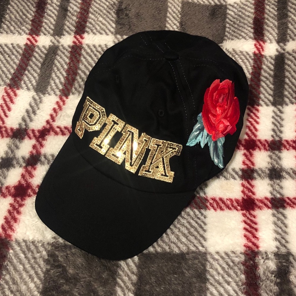 PINK bling embroidered rose baseball hat